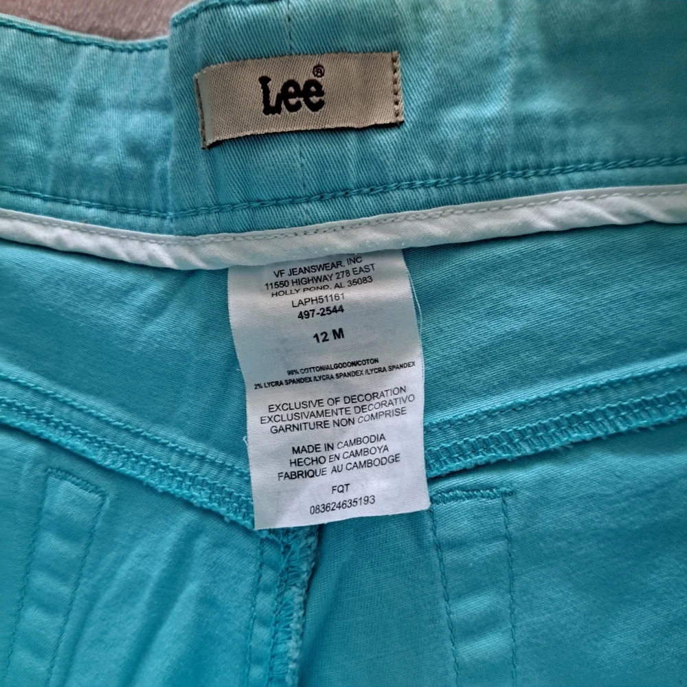 Vintage Lee Short Royal Blue Cotton Spandex Matching Fabric Belt Women Size 12